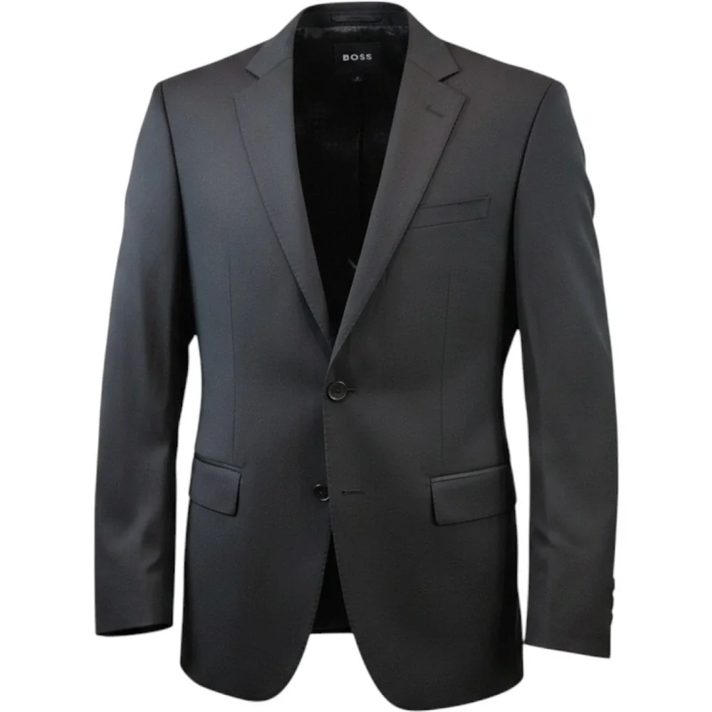 BOSS Hugo Boss Blazer 38R Solid Black Virgin Wool Two Button Double Vent Modern